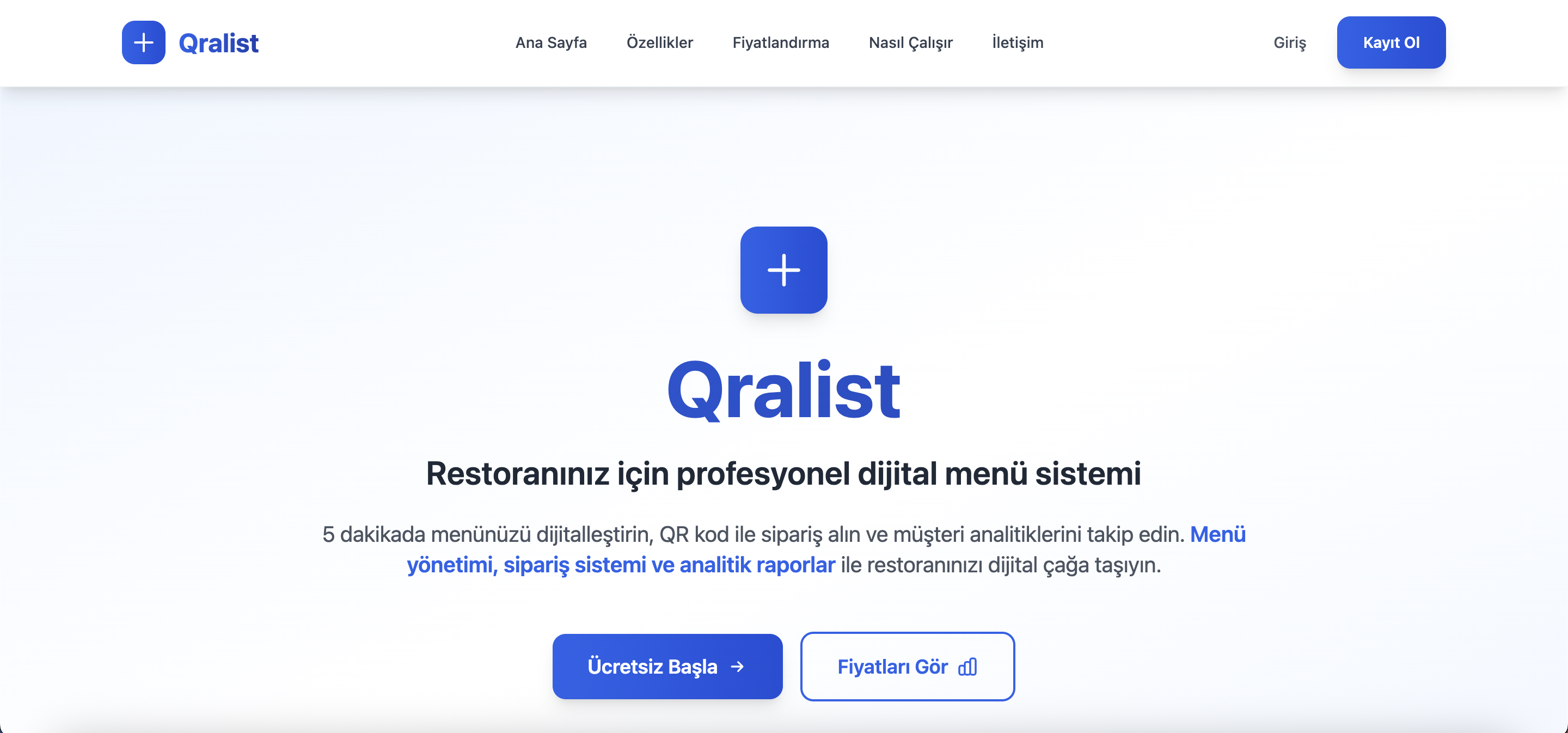 QR Menü Sistemi - Qralist